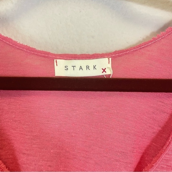 Stark X Pink Linen Flutter Sleeves Scoop Neck Relaxed Fit Top Size XS - Picture 3 of 8